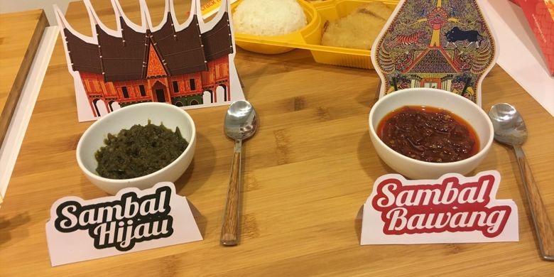 Sambal bawang, sambal hijau, dan sambal matah yang tersedia di Hokben, varian baru untuk para pecinta pedas, Selasa (20/2/2018).