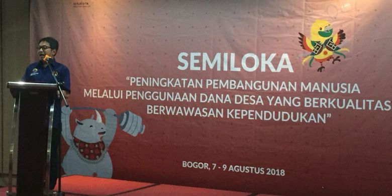 Plt Deputi Bidang Koordinasi Pemberdayaan Masyarakat Desa dan Kawasan Kemenko PMK Sonny dalam semiloka Peningkatan Pembangunan Manusia Melalui Penggunaan Dana Desa yang Berkualitas dan Berwawasan Kependudukan di The Hotel 101 Suryakencana Bogor, Selasa(07/08).