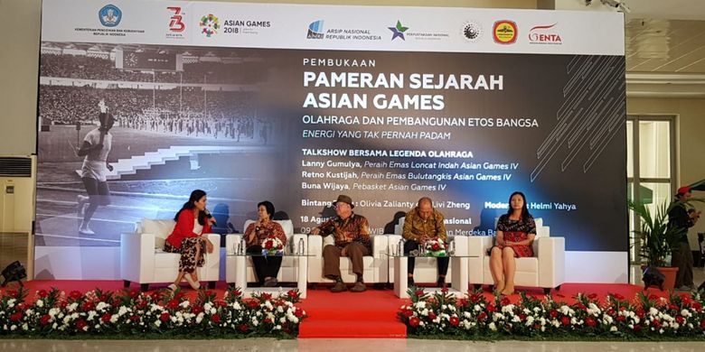 Pameran Sejarah Asian Games dengan tajuk Olahraga dan Pembangunan Etos Kerja (Energi yang Tak Pernah Padam), di Museum Nasional, Jakarta, Sabtu (18/8/2018).