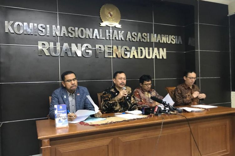 Konferensi pers Komisi Nasional Hak Asasi Manusia (Komnas HAM) soal pembantaian pekerja pembangunan infrastruktur di Kabupatem Nduga, Papua, di Gedung Komnas HAM, Jakarta Pusat, Rabu (5/11/2018). 