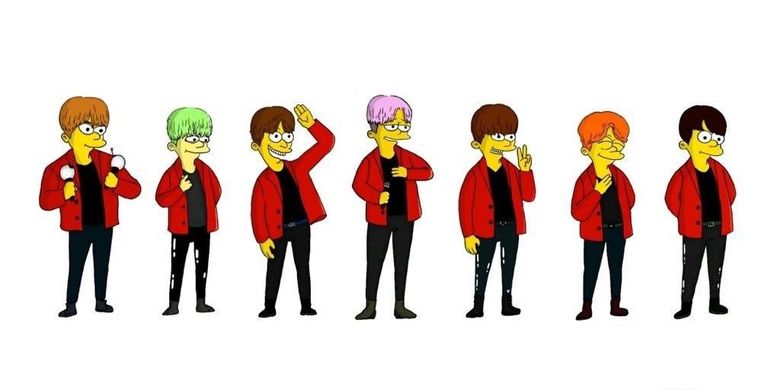 Karya kakak Jungkook BTS yang menggambar para member BTS sebagai karakter The Simpsons.