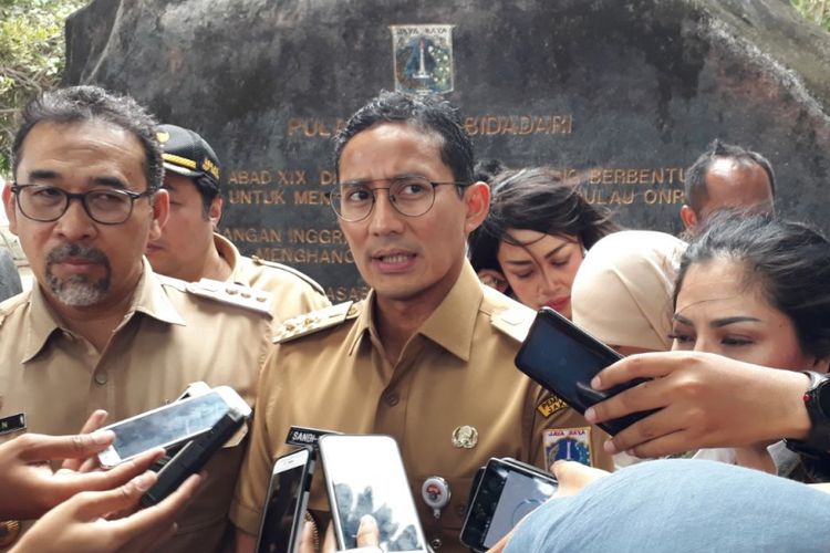 Wakil Gubernur DKI Jakarta Sandiaga Uno di Pulau Bidadari, Kepulauan Seribu, Senin (29/1/2018).