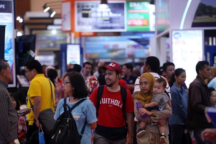 Suasana Garuda Indonesia Travel Fair 2017 di Jakarta Convention Center, Jumat (22/9/2017). Acara yang berlangsung hingga 24 September mendatang memberikan berbagai promo tiket, hotel, dan wisata.