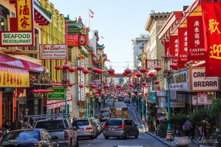 Chinatown atau pecinan di San Fransisco, Amerika Serikat. 