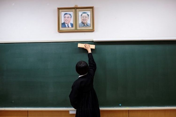 Salah satu ruang kelas sekolah pro Korea Utara di Jepang. Foto ini diambil pada 13  Oktober 2017. (AFP/Behrouz Mehri)