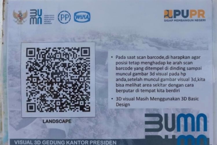Pindai barcode untuk melihat gambar 3D Gedung Kantor Presiden di IKN.