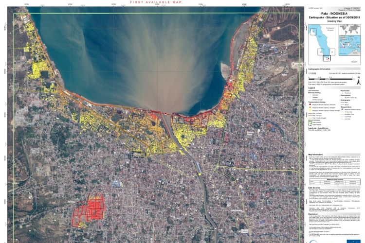 Peta wilayah terdampak gempa dan tsunami Sulteng dari LAPAN

