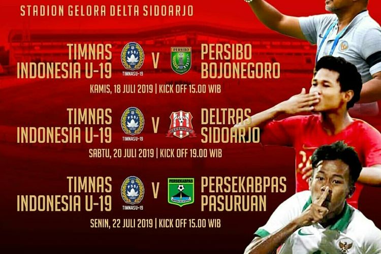 Asprov Jatim menyelenggarakan uji coba Timnas Indonesia U-19 melawan tiga tim Liga 3 sebagai pemanasan Liga 3 zona Jawa Timur yang akan dimulai kompetisi pada 27 Juli 2019.