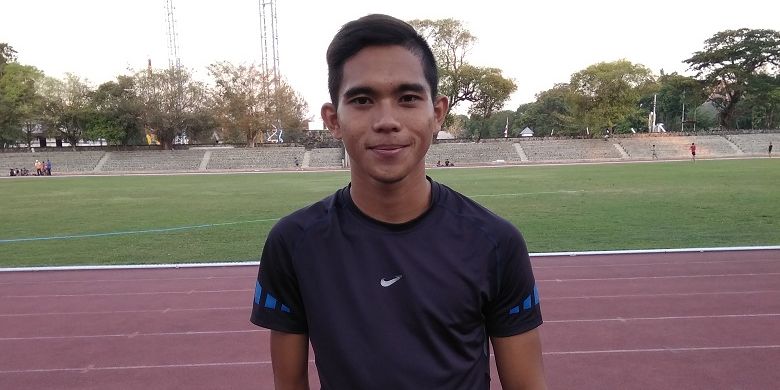 Nur Ferry Pradana, atlet Indonesia pada ajang Asian Para Games 2018 yang akan turun di cabang olahraga atletik nomor 100, 200, 400, dan estafet (4x100) saat selesai mengikuti latihan yang digelar di Stadion Sriwedari, Solo, Jumat (27/9/2018),