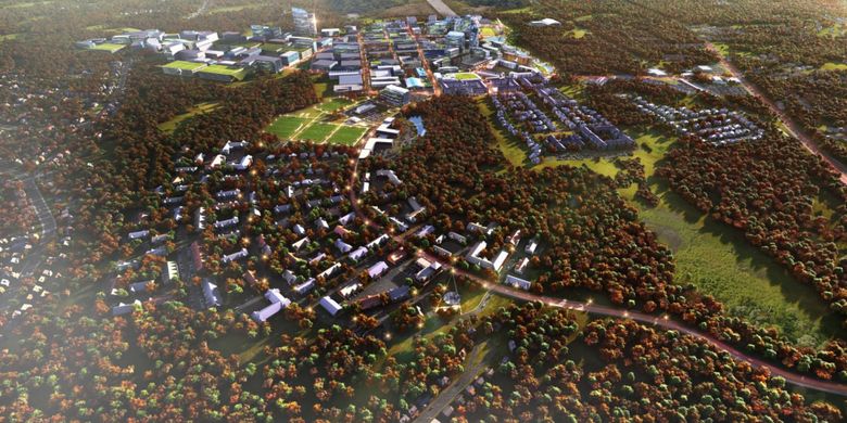 Rancangan kota cerdas yang akan dibangun di selatan wilayah Boston.