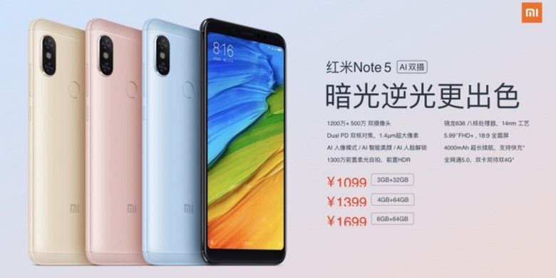 Redmi Note 5 versi Update yang rilis di China