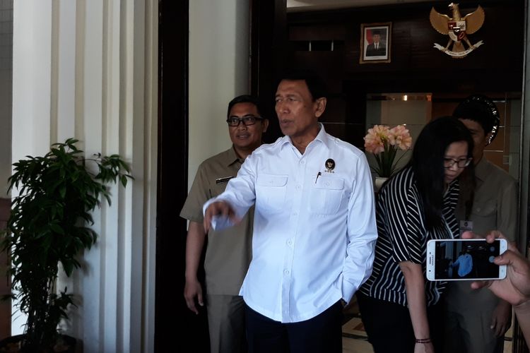 Menko Polhukam Wiranto di Kantor Kemenko Polhukam Jakarta, Selasa (27/2/2018).