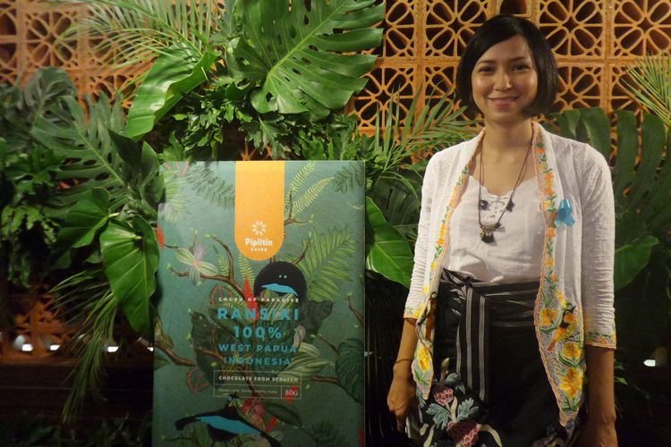 Pendiri Pipiltin Cocoa, Tissa Aunilla pada peluncuran Rasinki 72% di Alun-Alun Grand Indonesia, Jakarta Pusat, Kamis (22/8/2019).