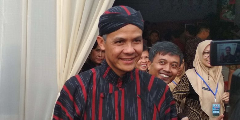 Gubernur Jawa Tengah Ganjar Pranowo usai menghadiri acara Murenbangwil eks Karesidenan Kedu di Pendopo Kabupaten Magelang, Jumat (15/3/2019) sore. 