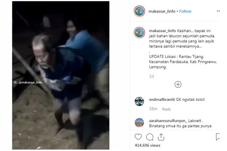 Viral video sejumlah pemuda melakukan bullying ke seorang kakek tunawisma di Pringsewu, Lampung. 