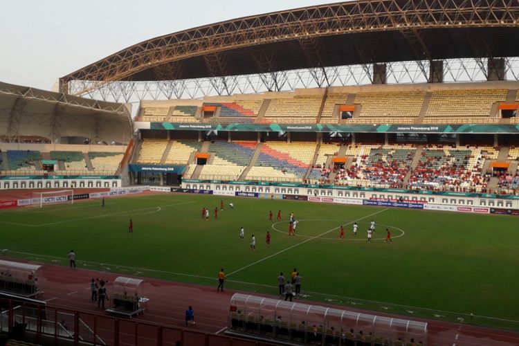 Laga Tim Nasional Indonesia U-19 melawan Arab Saudi U-19 yang digelar di Stadion Wibawa Mukti, Cikarang, Rabu (10/10/2018). 