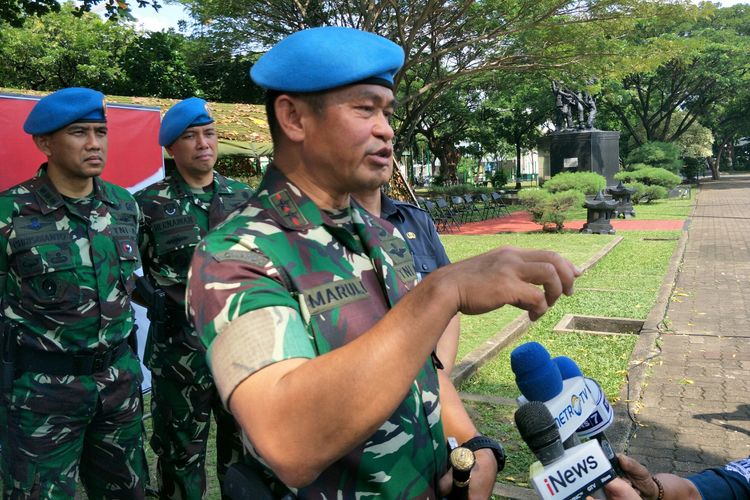 Komandan Paspampres Mayjen Maruli Simanjuntak usai meninjau gelar pasukan Satas Pengamanan Presiden dan Wakil Presiden terpilih