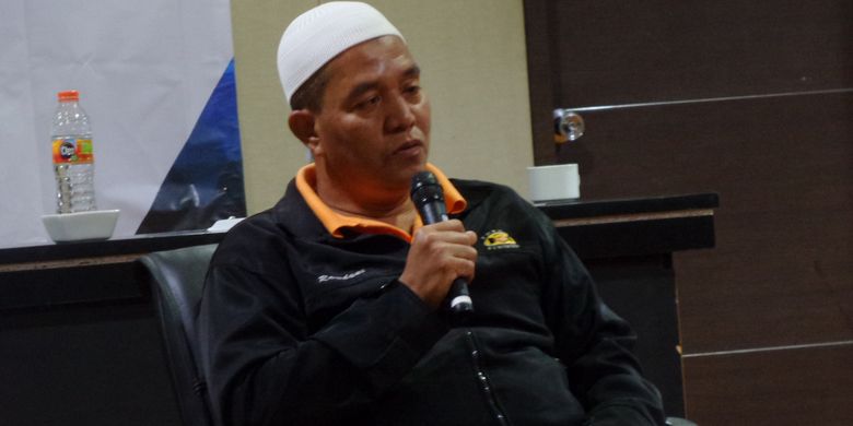 Ramdhani, korban bom di Kedutaan Besar Australia saat menceritakan kisahnya di Jakarta, Kamis (25/1/2018).