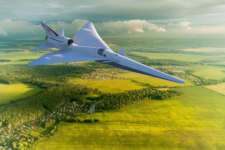 Ilustrasi pesawat supersonik X-59 bikinan NASA.