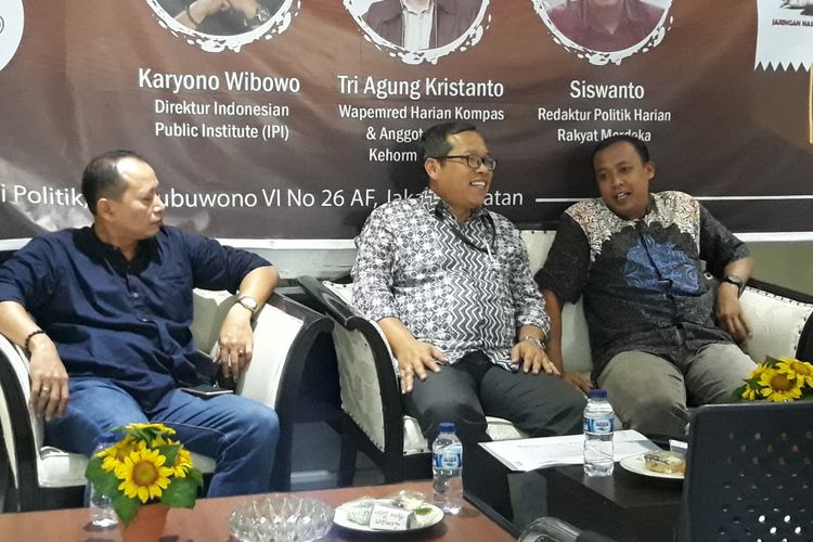 Diskusi Jaringan Nasional Jurnalis Anti Hoaks di Kebayoran, Jakarta Selatan, Jumat (25/1/2019).