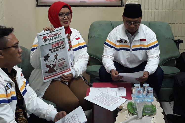 Badan Pemenangan Nasional (BPN) Prabowo Subianto-Sandiaga Uno mengadukan Tabloid Indonesia Barokah ke Dewan Pers, Jumat (25/1/2019). 