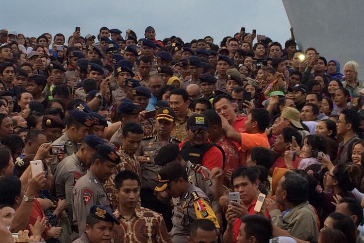 Gubernur DKI Jakarta Basuki Tjahaja Purnama atau Ahok saat peresmian RPTRA Kalijodo, Jakarta Utara, Rabu (22/2/2017).