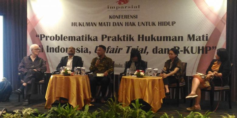 Imparsial menggelar konferensi hukuman mati dan hak untuk hidup. di Hotel Borobudur, Jakarta, Kamis (28/2/2019). 