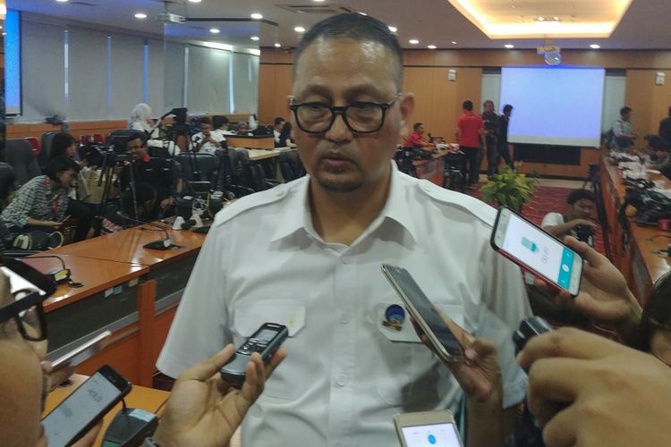 Dirjen Aplikasi dan Informatika Samuel Abrijani Pangerapan dalam jumpa pers di Kantor Kominfo, Jakarta, Senin (6/11/2017).