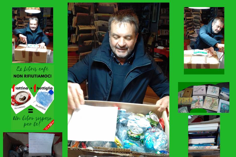 Toko buku di Italia ini menukar sampah botol plastik dan kaleng minuman dengan buku bagi anak berusia di bawah 14 tahun.