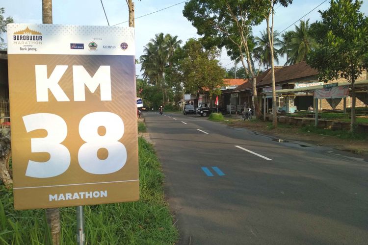 Rute full martathon Bank Jateng Borobudur Marathon 2018, diterapkan blueline (garis biru), Jumat (16/11/2018).