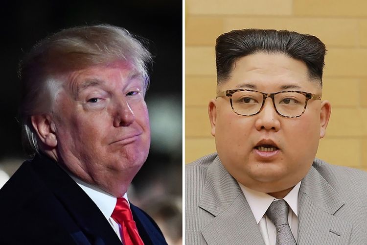 Presiden Amerika Serikat Donald Trump (kiri) dan Pemimpin Korea Utara Kim Jong Un (kanan). (AFP/Nicholas Kamm/KCNA Via KNS)