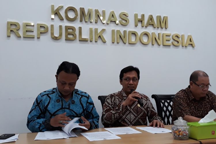 Konferensi pers Komnas HAM di Gedung Komnas HAM Jakarta, Jumat (10/5/2019).