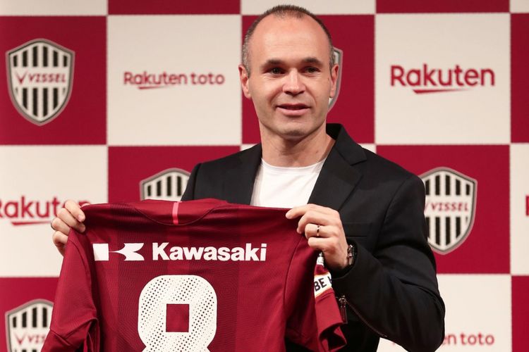 Andreas Iniesta diperkenalkan sebagai pemain baru Vissel Kobe, 24 Mei 2018. 