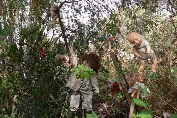 Boneka di Isla de las Munecas digantung di berbagai sudut pulau