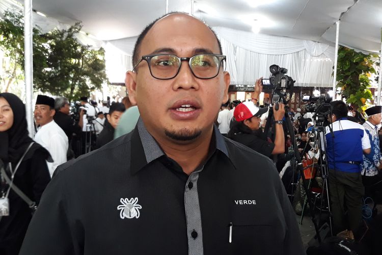Juru Bicara Badan Pemenangan Nasional (BPN) Prabowo Subianto-Sandiaga Uno, Andre Rosiade di Puri Cikeas, Minggu (2/6/2019).