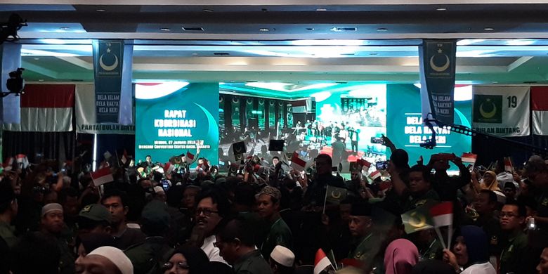 Rapat Koordinasi Nasional Partai Bulan Bintang (PBB) di Ancol, Jakarta Utara, Minggu (27/1/2019).