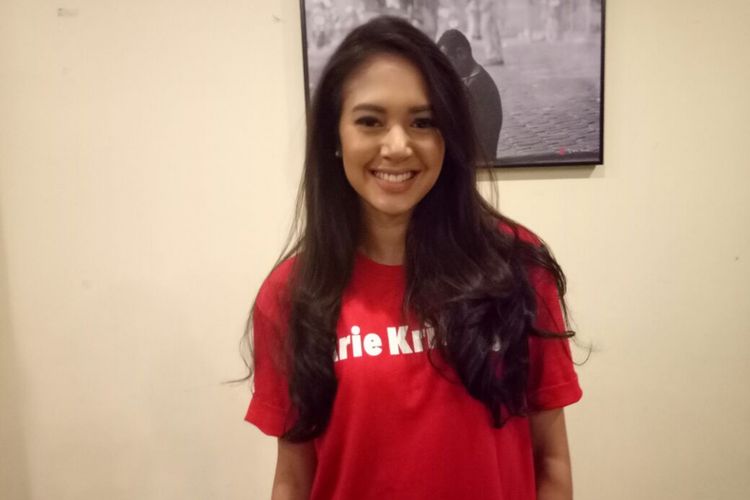 Aurelie Moeremans ditemui dalam sebuah acara di kaeasan Duren Tiga, Jakarta Selatan, Senin (18/9/2017).