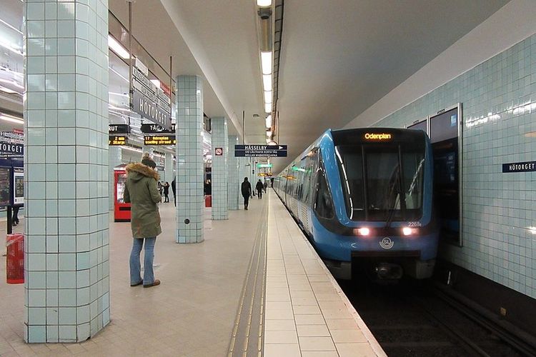 Stasiun kereta api bawah tanah Hotorget, Stockholm, Swedia.