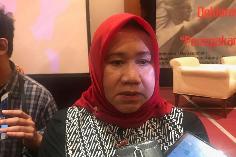 Kepala Bagian Laporan Pelanggaran Pemilu Badan Pengawas Pemilu (Bawaslu) RI, Yusti Erlina, di Hotel Red Top, Jakarta Pusat, Jumat (22/2/2019).