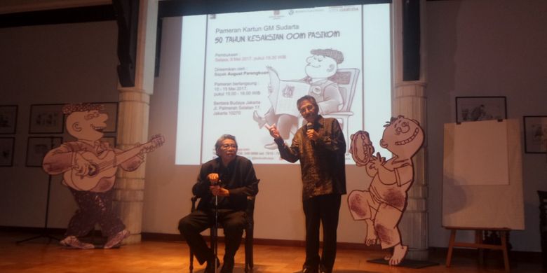 Pameran Kartun GM Sudarta: 50 Tahun Kesaksian Oom Pasikom di Bentara Budaya Jakarta, Jakarta Pusat, Selasa (9/5/2017) malam.