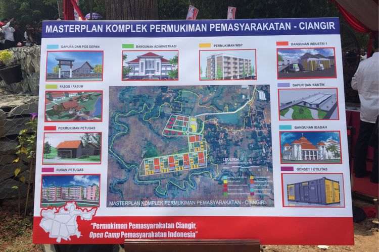 Tampak masterplan Permukiman Pemasyarakatan Direktorat Jenderal Pemasyarakatan Kementerian Hukum dan HAM di Desa Ciangir, Kecamatan Legok, Kabupaten Tangerang, Rabu (11/10/2017). 