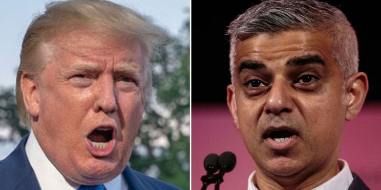 Presiden Amerika Serikat Donald Trump (kiri) dan Wali Kota London Sadiq Khan.