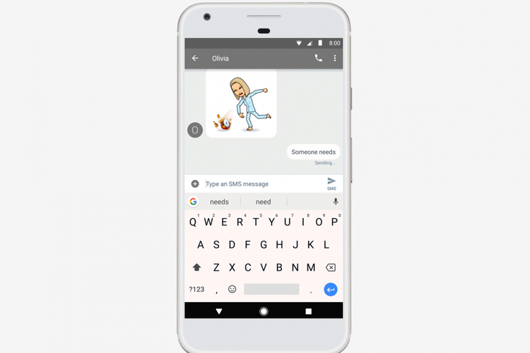 Dukungan stiker dan Bitmoji di Gboard.