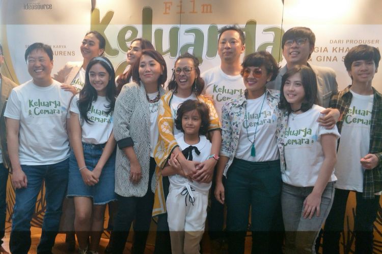 Suasana jumpa pers film Keluarga Cemara di Jalan Gunawarman, Kebayoran Baru,  Jakarta Selatan, Kamis (4/1/2018).