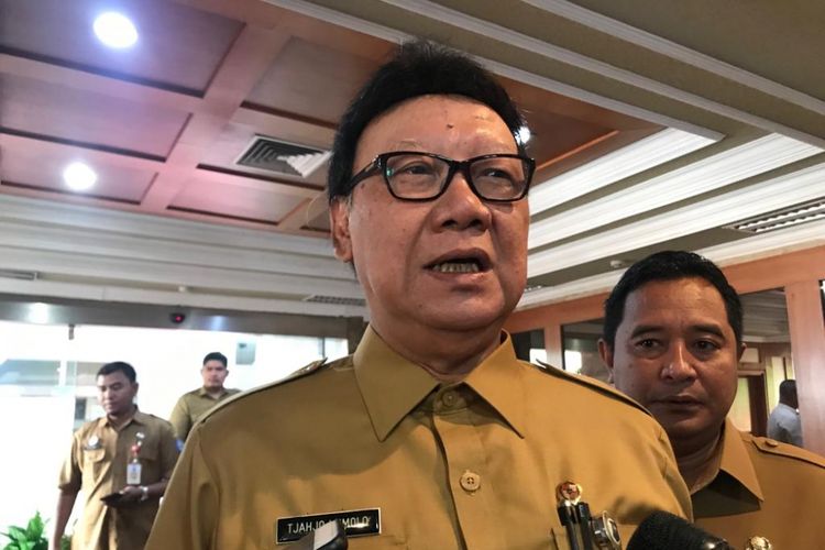 Menteri Dalam Negeri Tjahjo Kumolo di Kantor Kemendagri, Jakarta Pusat, Senin (4/3/2019).