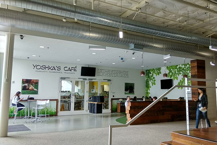 Kafe Yoshka di Googleplex, Mountain View, AS, Selasa (16/5/2017).