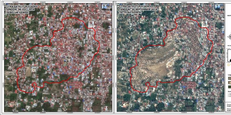 Citra satelit menunjukkan perbedaan lanskap Sulteng sebelum dan sesudah gempa Donggala