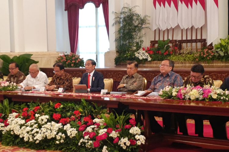 Presiden Jokowi umumkan ibu kota baru, di Istana Negara, Jakarta, Senin (26/8/2019).
