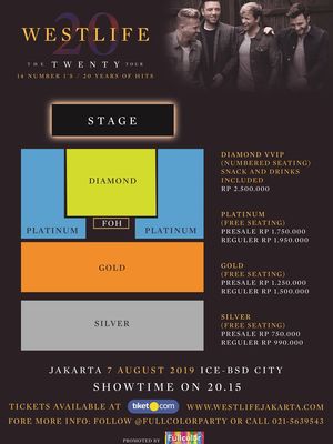 Daftar harga tiket konser Westlife di Jakarta.