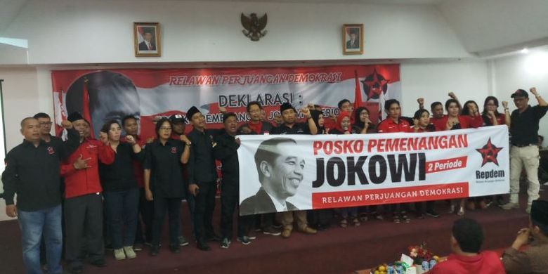 Organisasi Sayap PDIP Perjuangan, Relawan Perjuangan Demokrasi (Repdem) mendeklarasikan sikap untuk memenangkan Jokowi dalam Pilpres 2019 mendatang.
